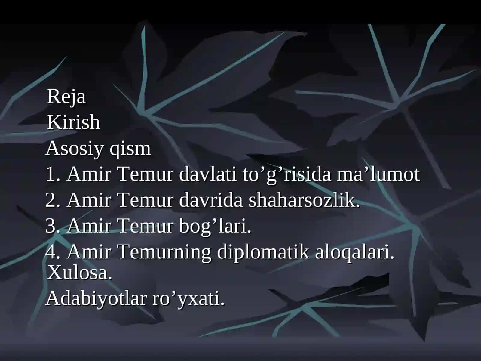 Amur Temurning obodonchilik ishlari 2