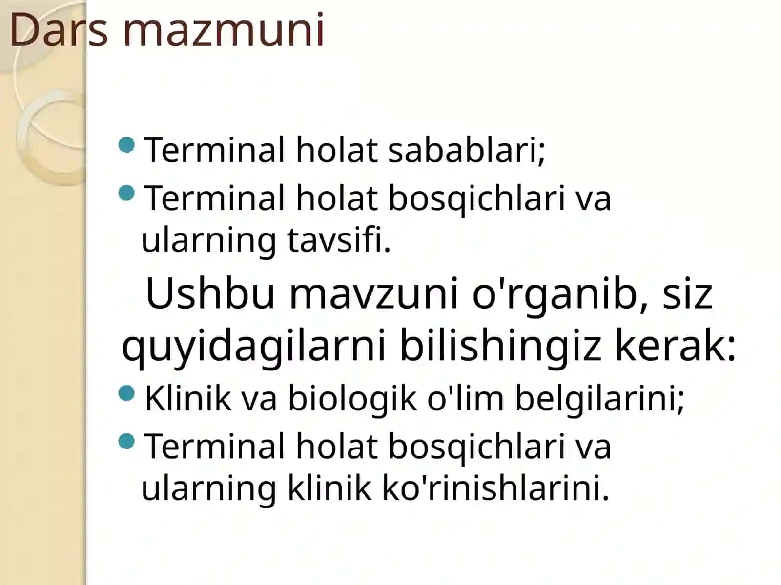 Terminal holat bosqichlari va reanimatsiya 2