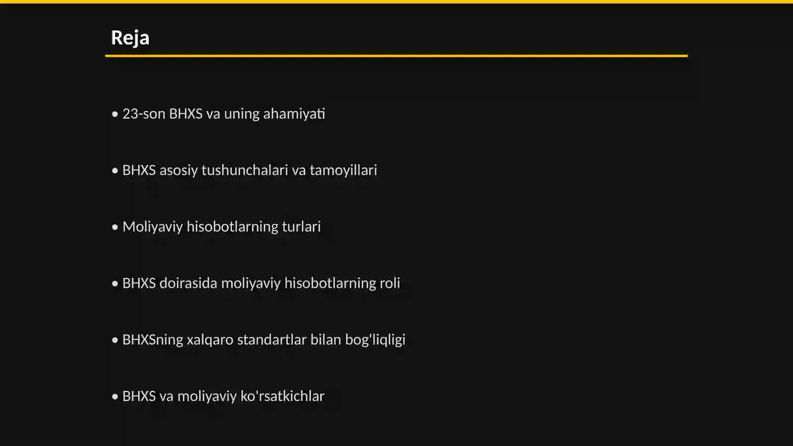 23-son BHXS maqsadi va qo’llash doirasi Nasirova Nilufar 78/23 Moliyaviy hisobot 2