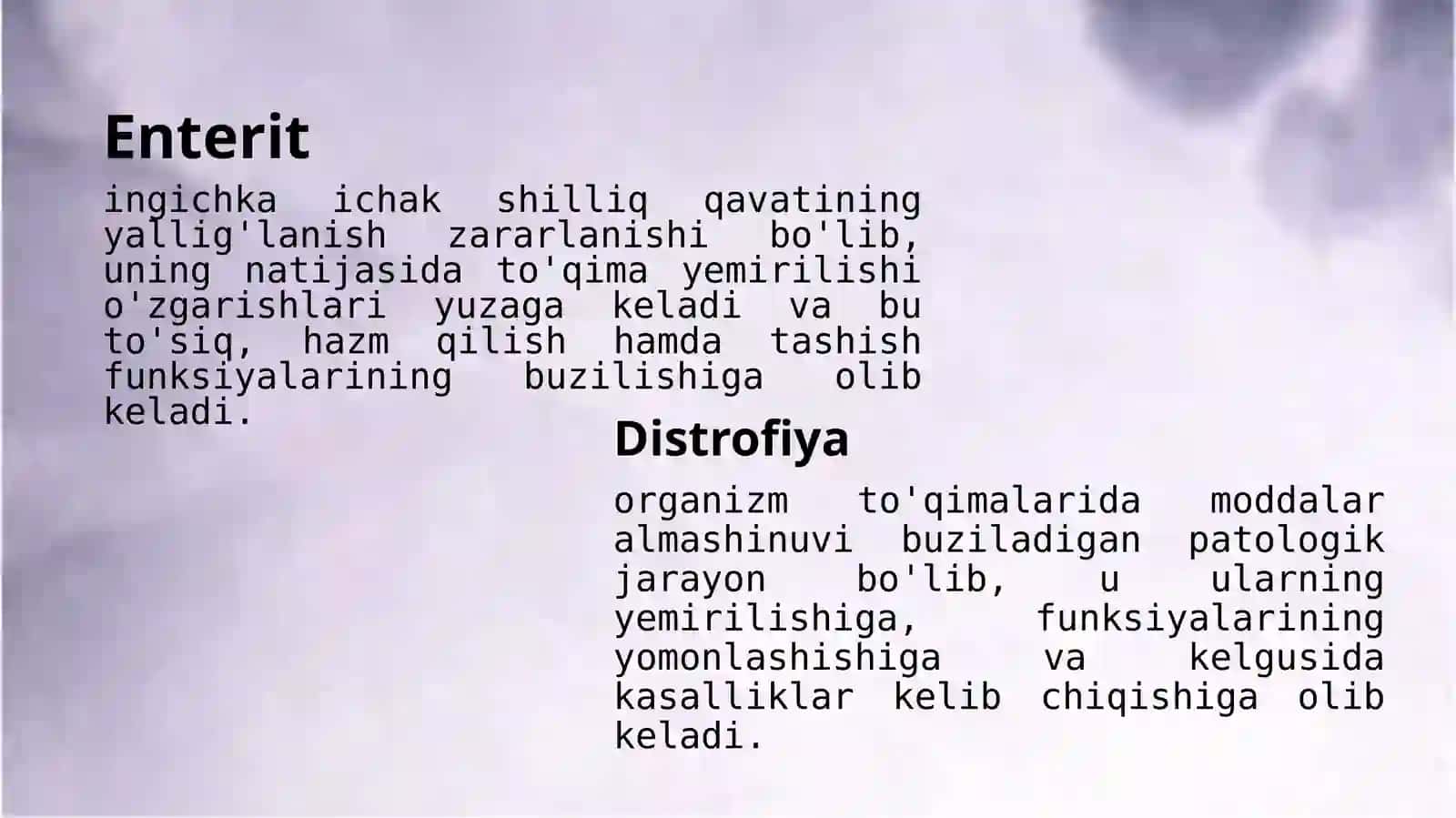 Enterit ingichka ichak yallig'lanishi (2-variant) 2
