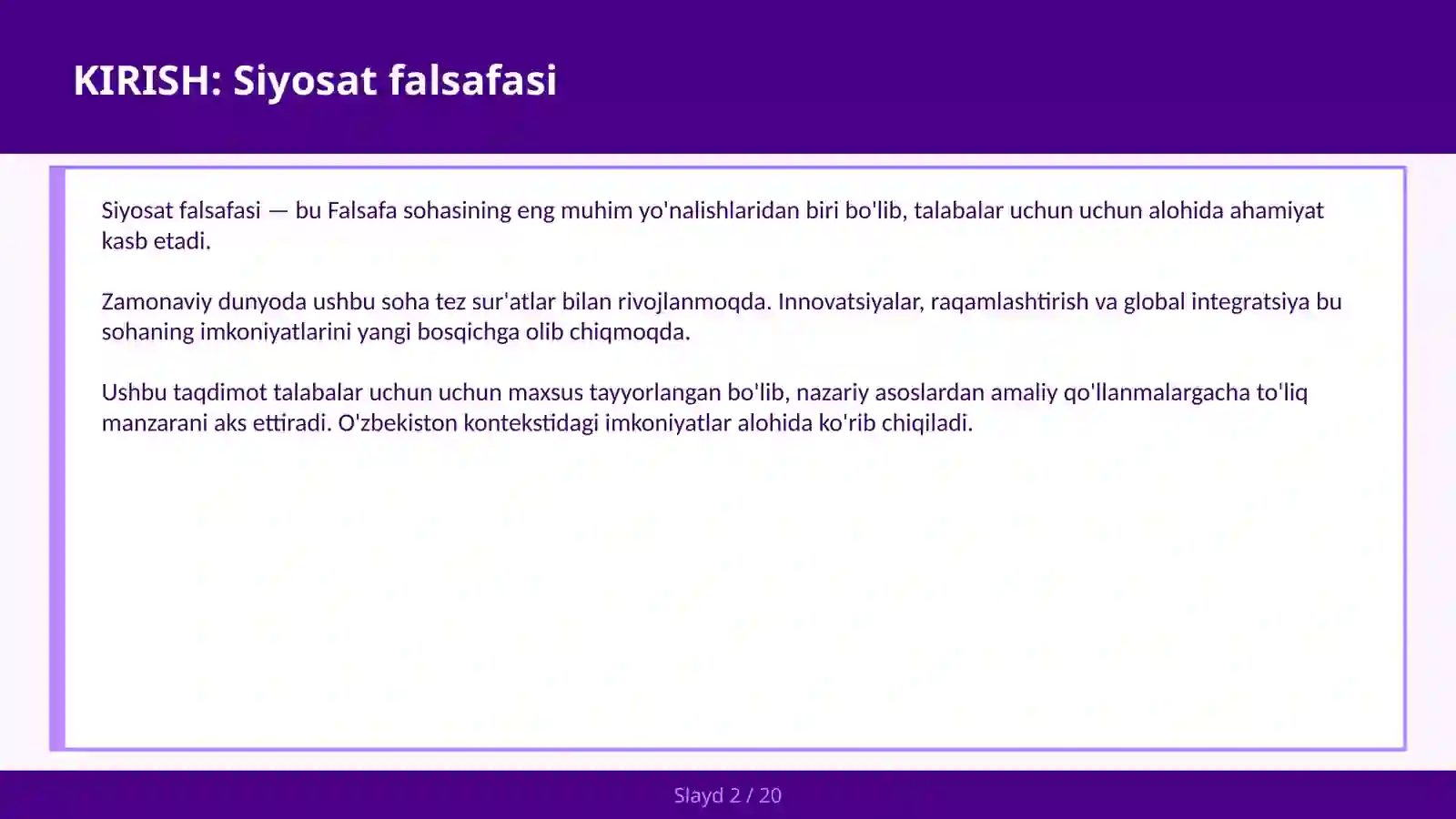 Siyosat falsafasi 2
