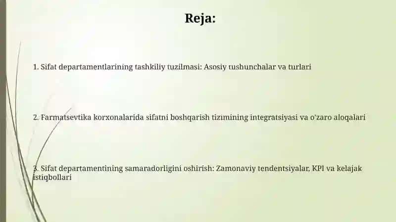 Farmasevtik ishlab chiqarish korxonalari sifat boʻlimlari tashkiliy tuzulishi 2