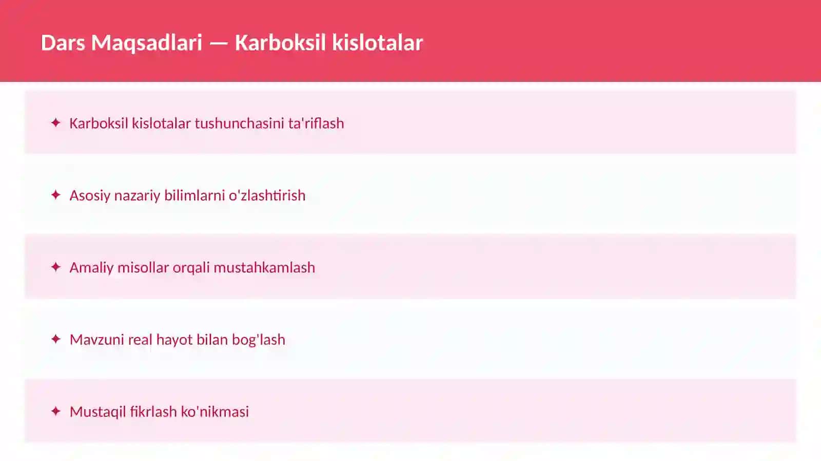 Kimyo - Ketonlar - Karboksil kislotalar Dars ishlanma 2