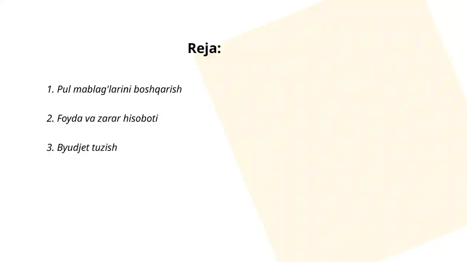 Pul mablag'larini boshqarish 2