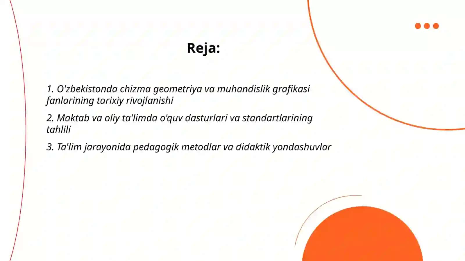 O'zbekistonda chizma geometriya va muhandislik grafikasi fanlarning o'qitilishi va ularning taraqqiyot yo'llari 2