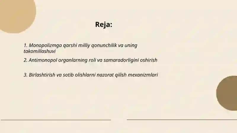 Monopolizmga qarshi siyosat va raqobatni rivojlantirish 2