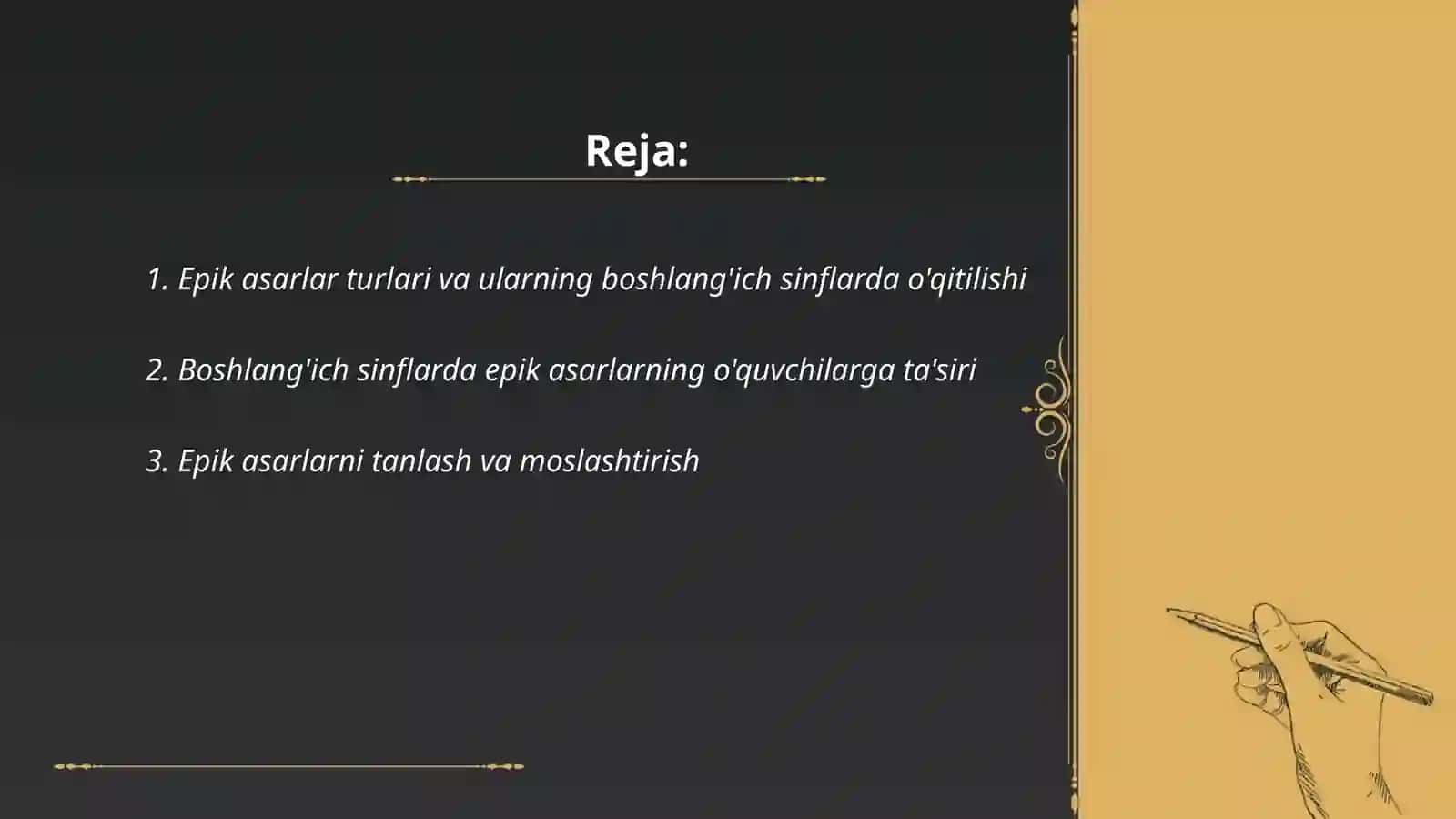 Boshlang'ich sinfda epik asarlar ustida ishlash uchun metodik tavsiyalar ishlab chiqish 1-2- sinflar uchun 2