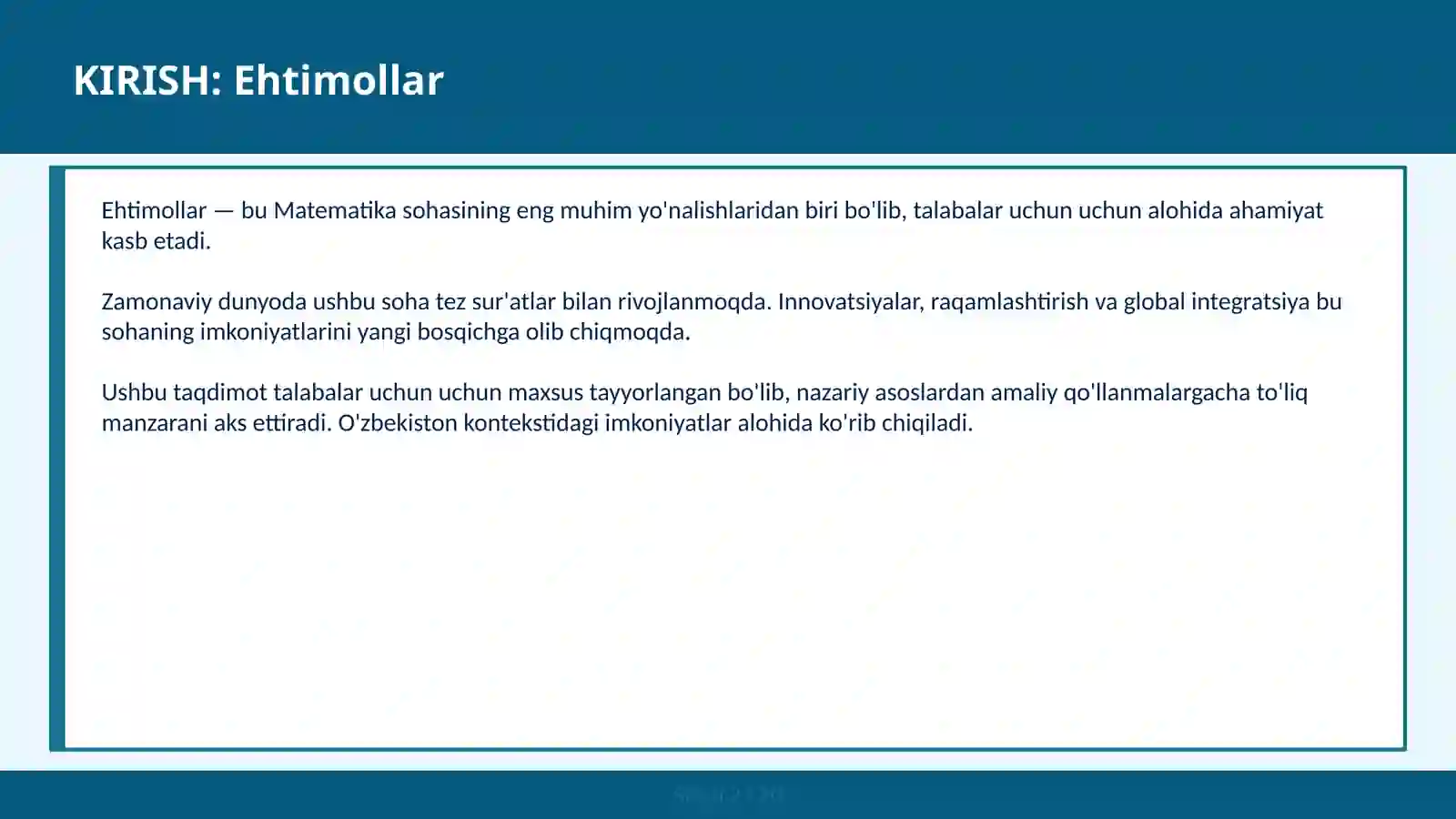 Ehtimollar 2