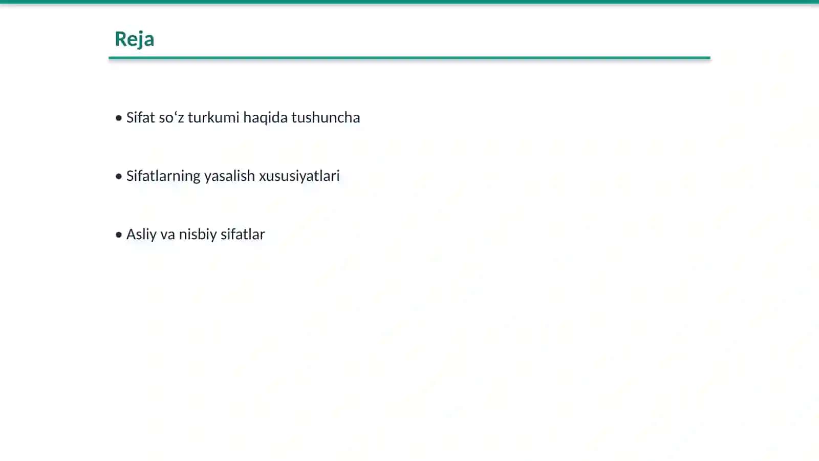 Oʻzbek tili tarixi fanidan Sifat soʻz turkumi 2