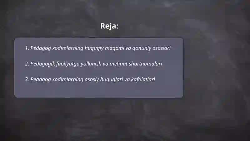 Pedagog xodimlarning huquqiy maqomi va qonuniy asoslari 2
