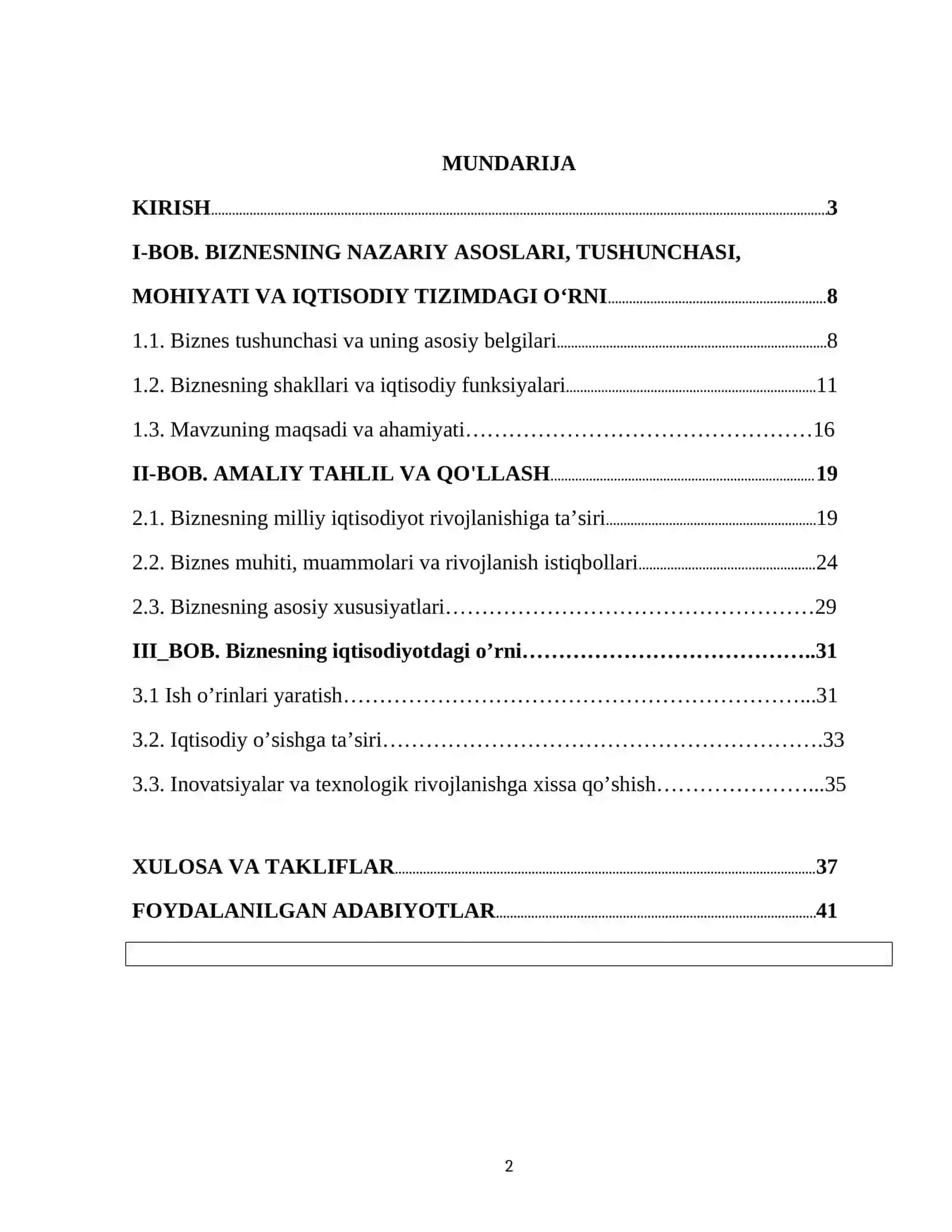 BIZNES TUSHUNCHASI VA UNING IQTISODIYOTDAGI O‘RNI 2
