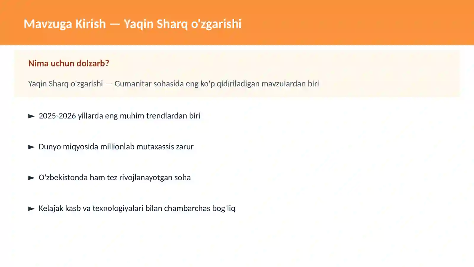 Yaqin Sharq o'zgarishi 2