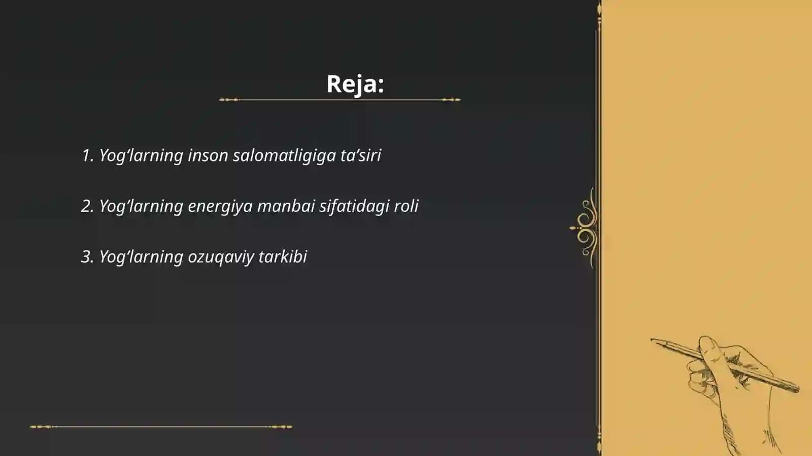 Yogʻlarni ahamiyati kimyoviy tarkibi 2