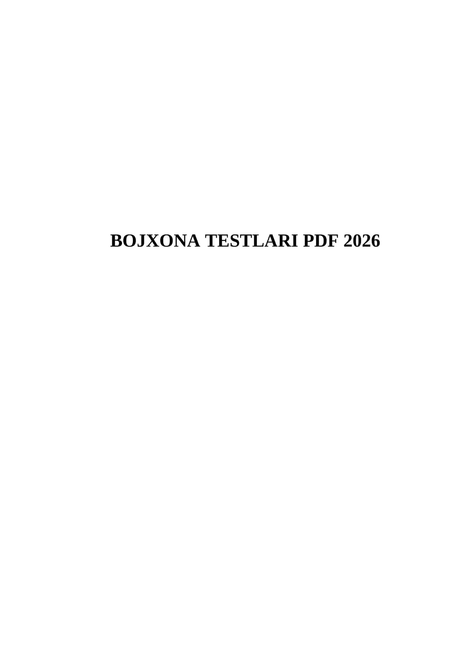 BOJXONA TESTLARI PDF 2026 2