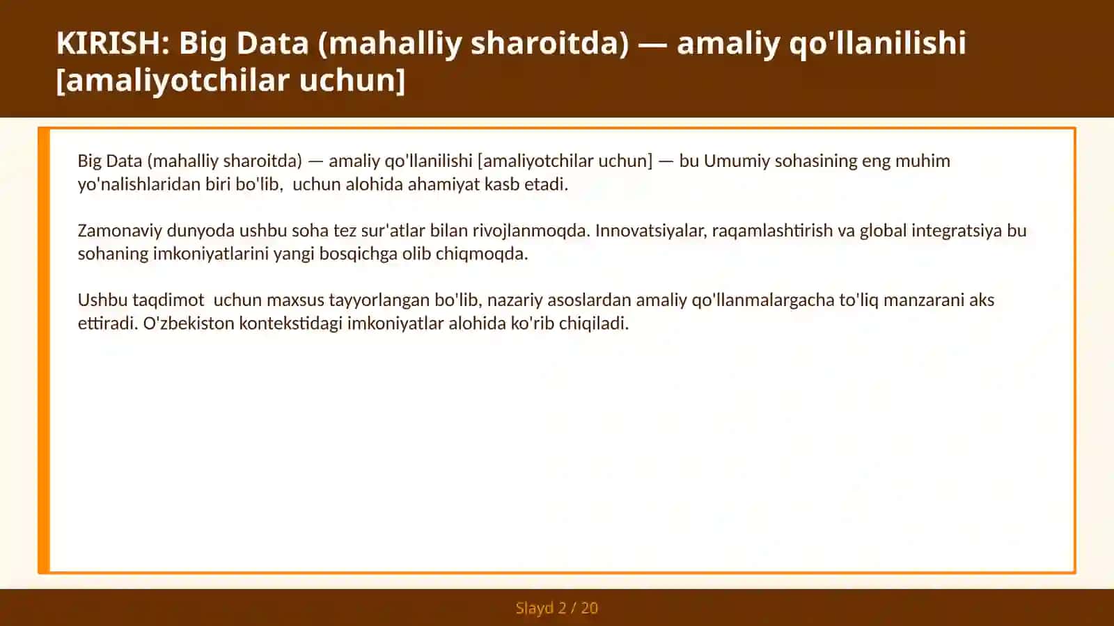 Big Data (mahalliy sharoitda) — amaliy qo'llanilishi [amaliyotchilar uchun] 2