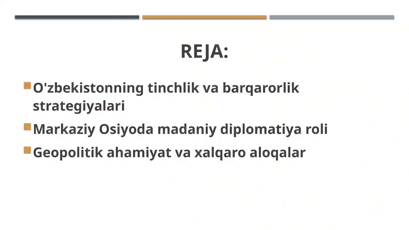 O'zbekistonning tinchlikni ta'minlashdagi strategik yondashuvlari va tashabbuslari 2
