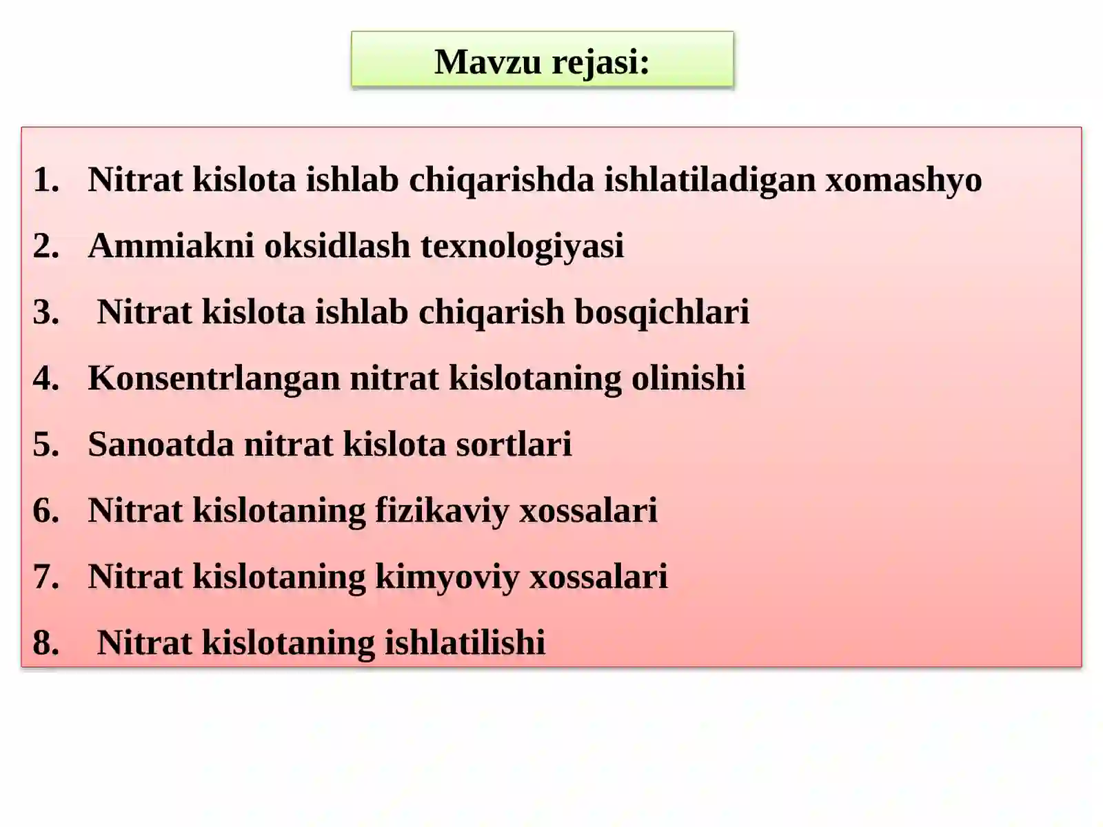 Nitrat kislota ishlab chiqarish 2