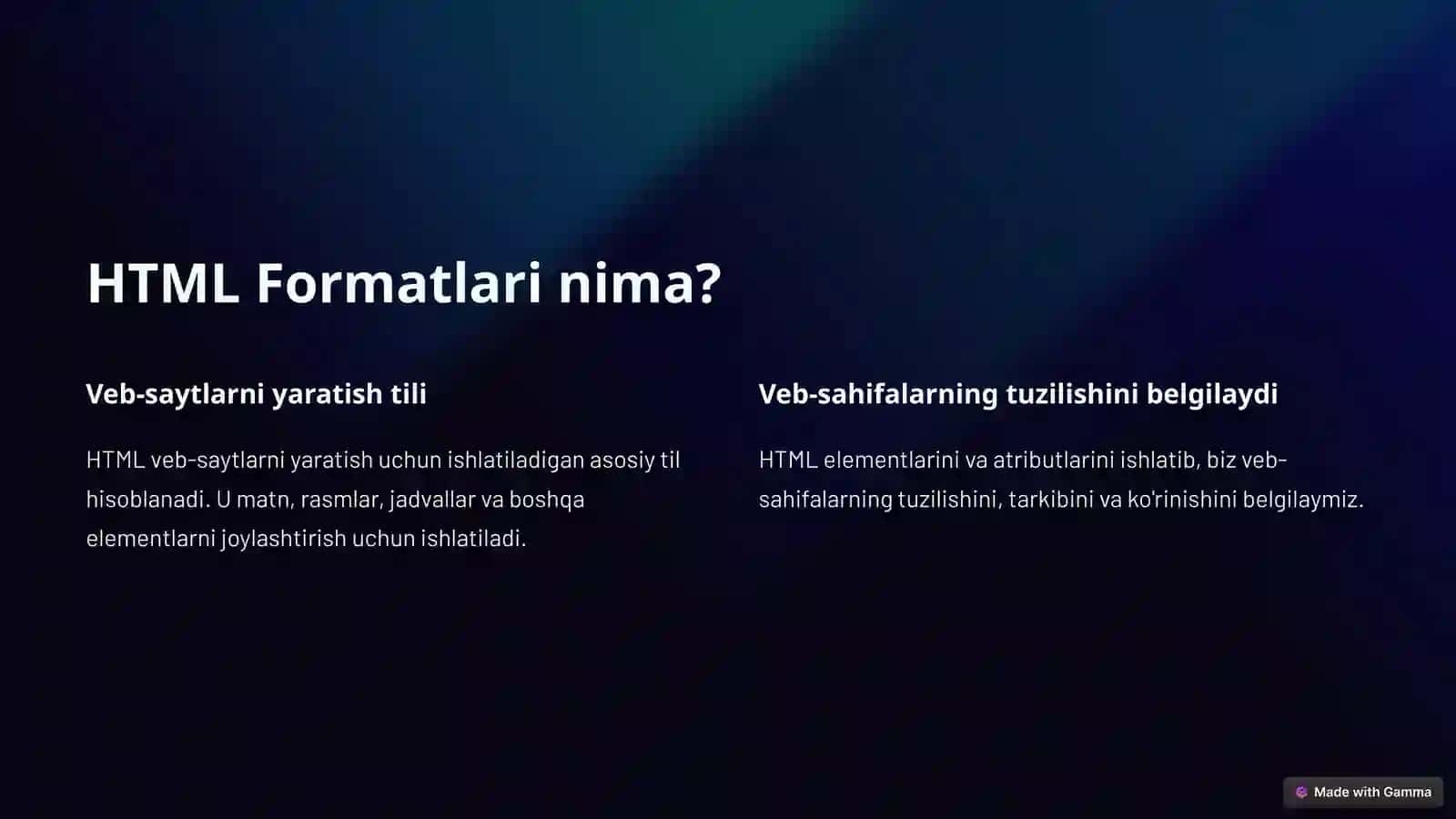 HTML Formatlash: Asoslar 2