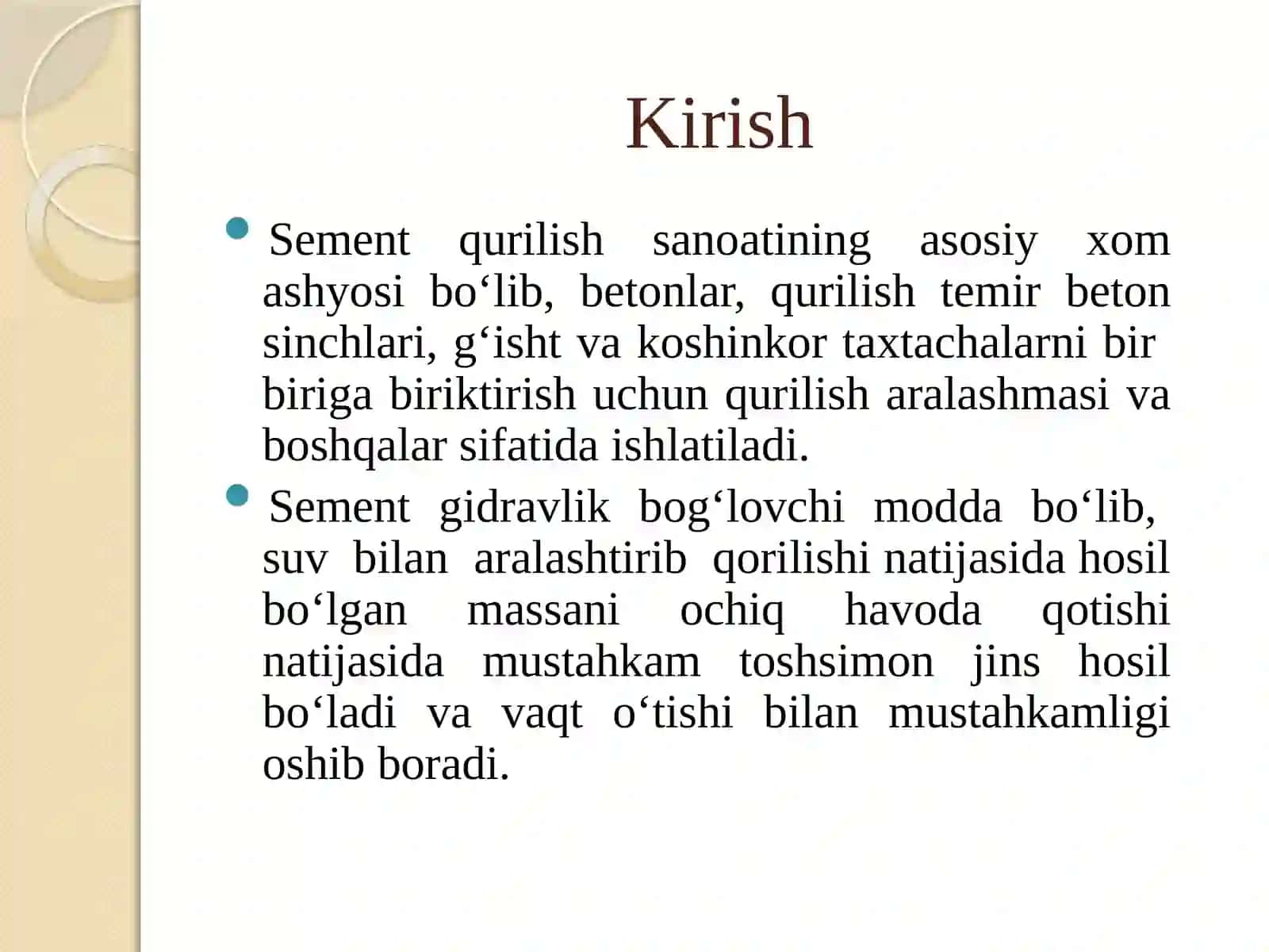 portlandsement ishlab chiqishdagi siklon apparatini tanlash va ishlovchi. 2
