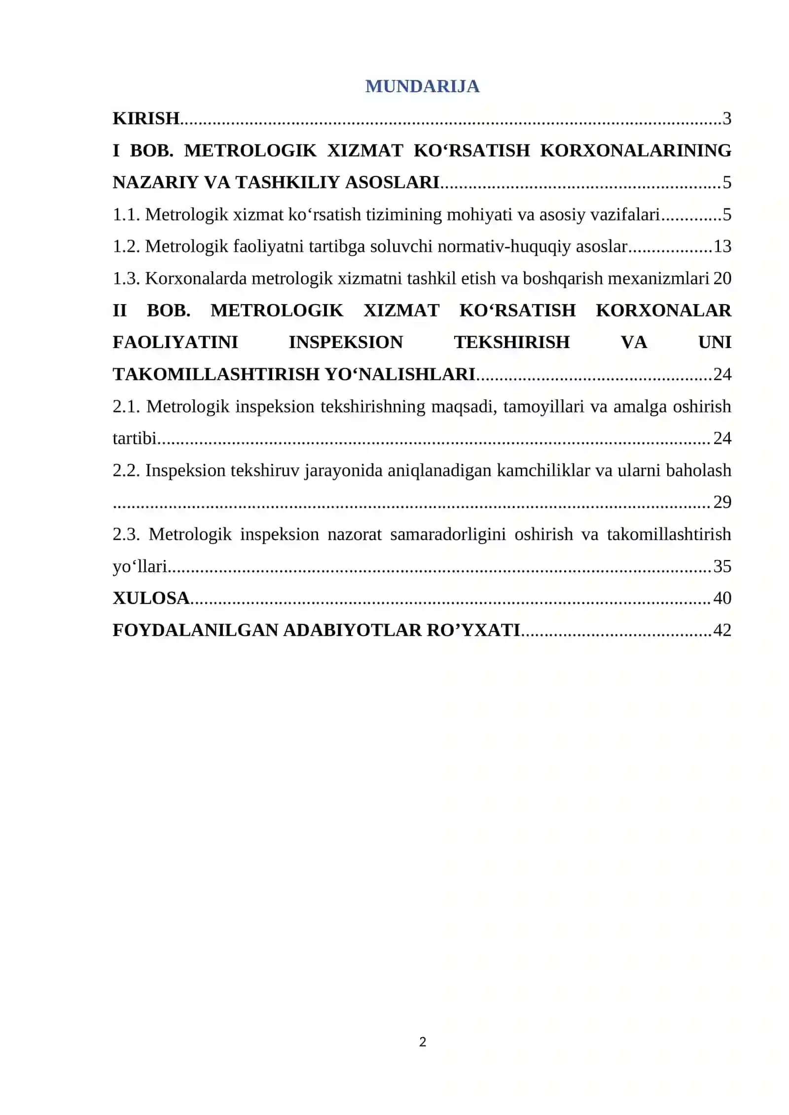 Metrologik xizmat ko‘rsatish korxonalar faoliyatini inspeksion tekshirish 2