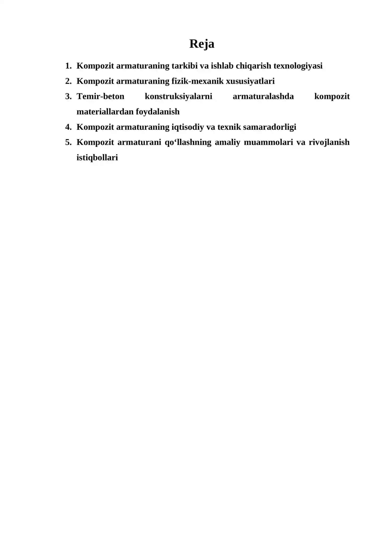 TEMIR-BETON KONSTRUKSIYALARIDA KOMPOZIT ARMATURADAN FOYDALANISH SAMARADORLIGI MAVZUSIDA 2