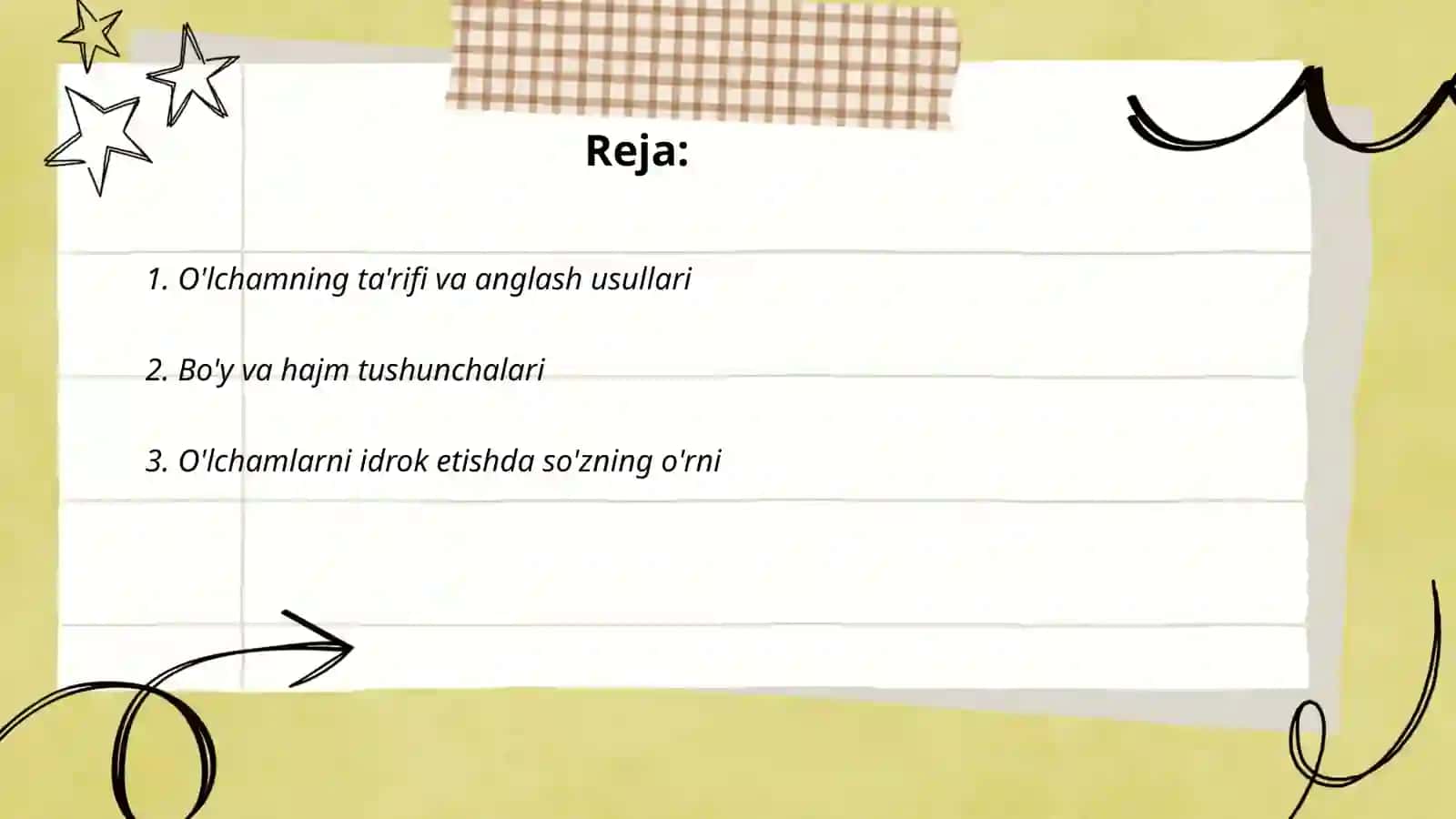 O'lchamning ta'rifi va anglash usullari 2