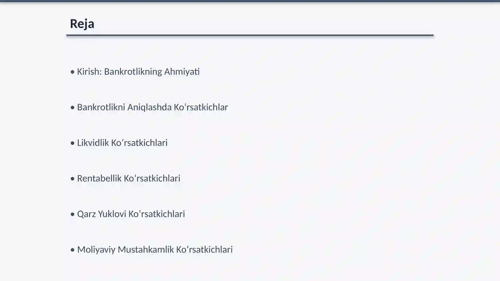 Bankrotlikni Aniqlash: Ko‘rsatkichlar Tizimi 2