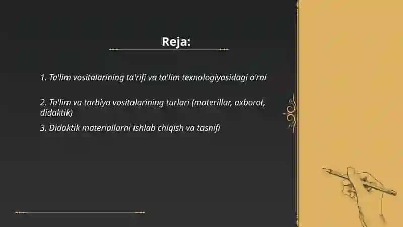 Ta'lim va tarbiya vositalari- ta'lim texnologiyasining tarkibiy elementi sifatida 2