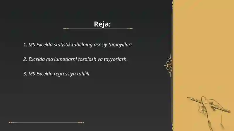 MS Excel dastrisida statistic tahlillar 2