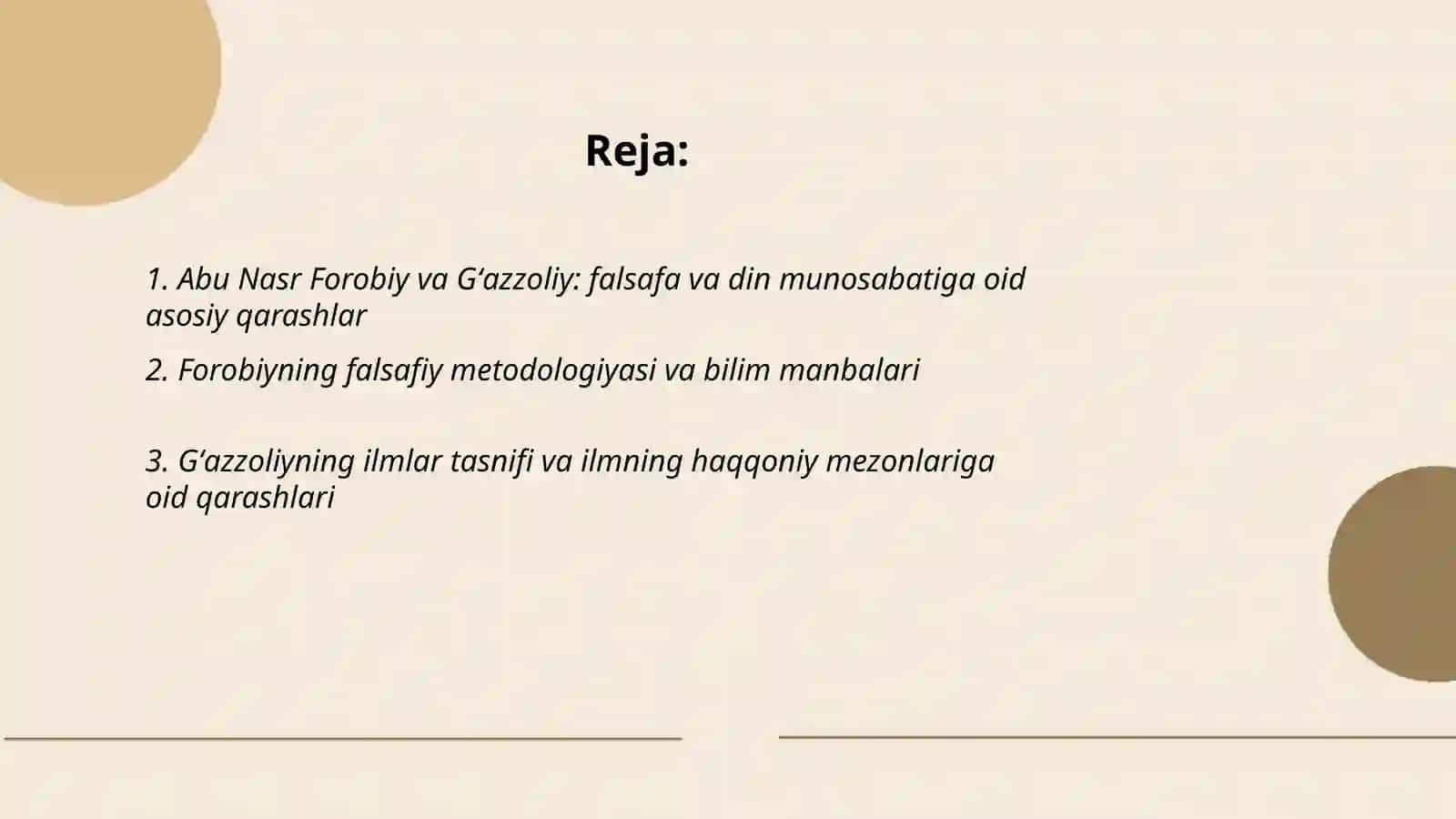 Abu Nasr Forobiy va Gʻazzoliyning falsafa ilmiga oid qarashlar 2