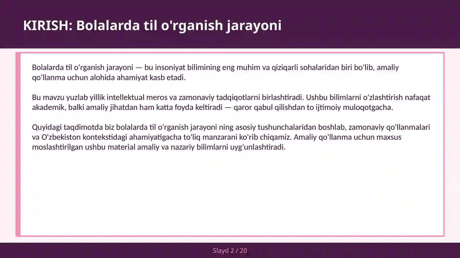 Bolalarda Til O'rganish Jarayoni 2