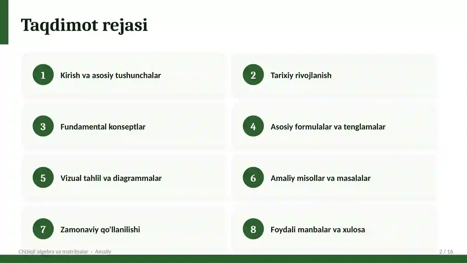 Chiziqli algebra va matritsalar 2
