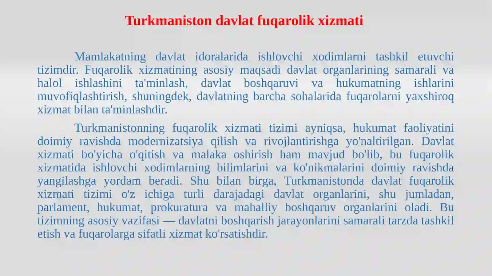 Turkmaniston davlat fuqarolik xizmati 2