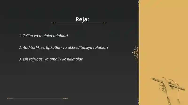 Auditorlik kasbiga qoʻyiladigan malakaviy talablar 2