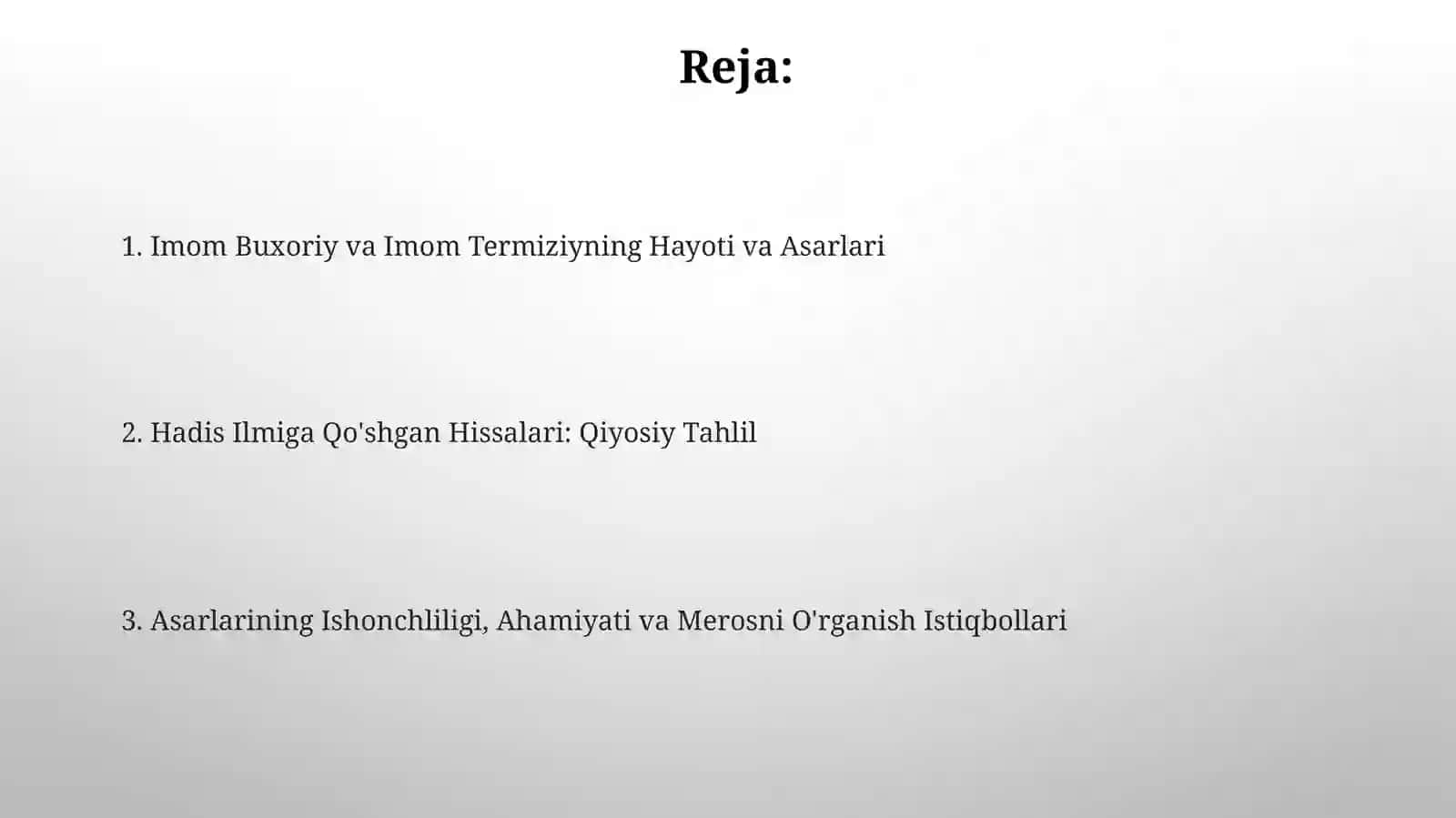Imom Buxoriy va Imom Termiziyning hadis ilmiga qo'shgan hissasini qiyosiy tahlili 2