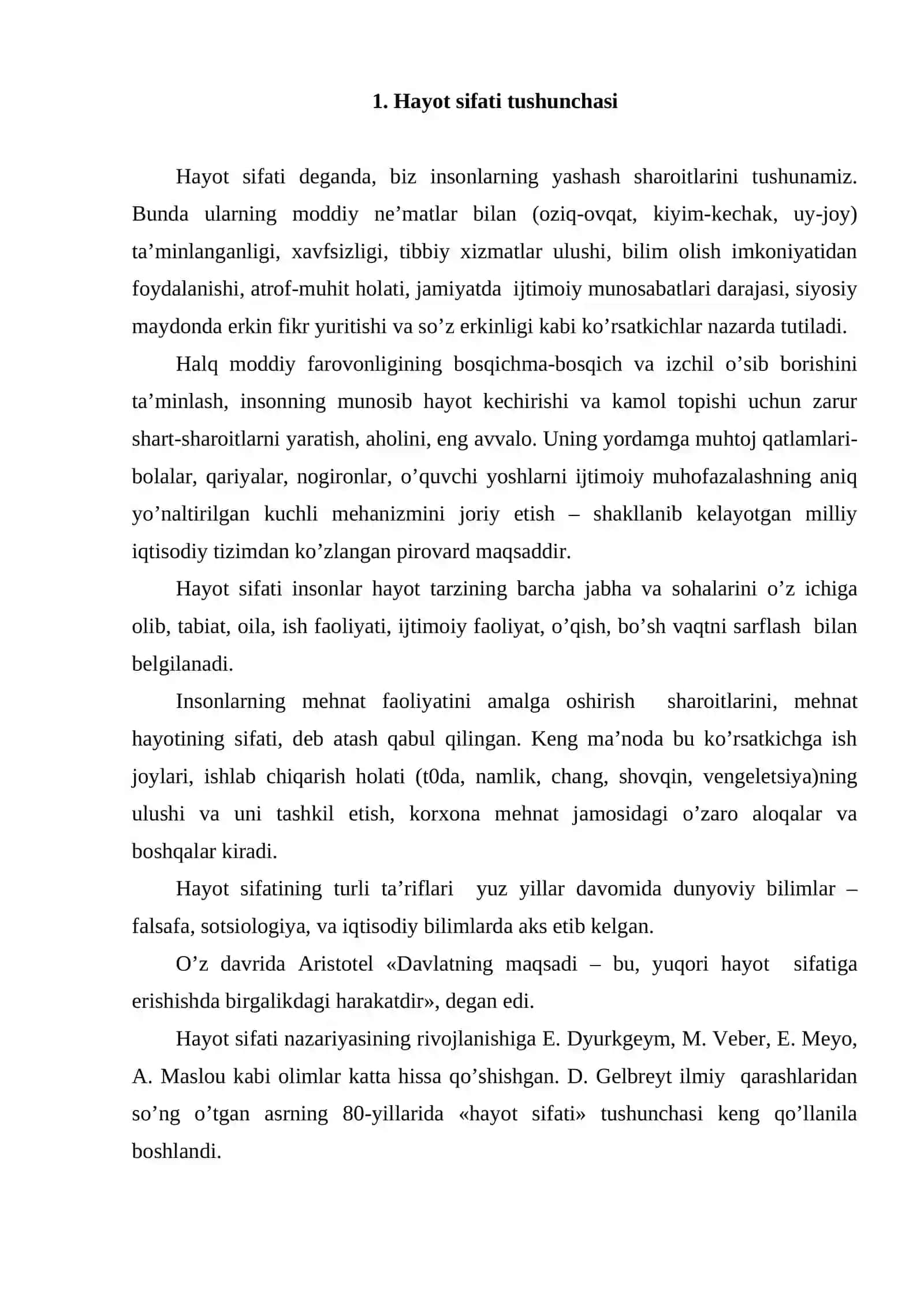 Insоn rеsurslаrining hаyot sifаti ko’rsаtkichi 2