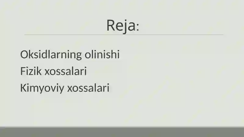 Oksidlarning olinishi va xossalari 2