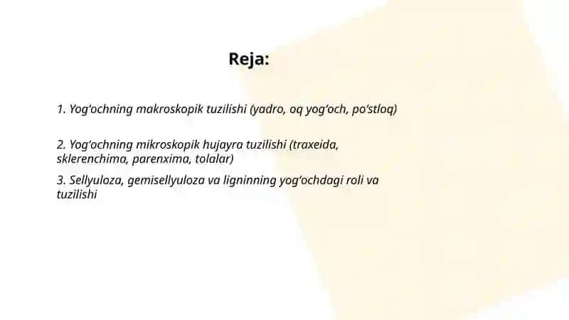 Aǵashtıń dúzilisi. Aǵashtin ximiyalıq qásiyetleri. 2