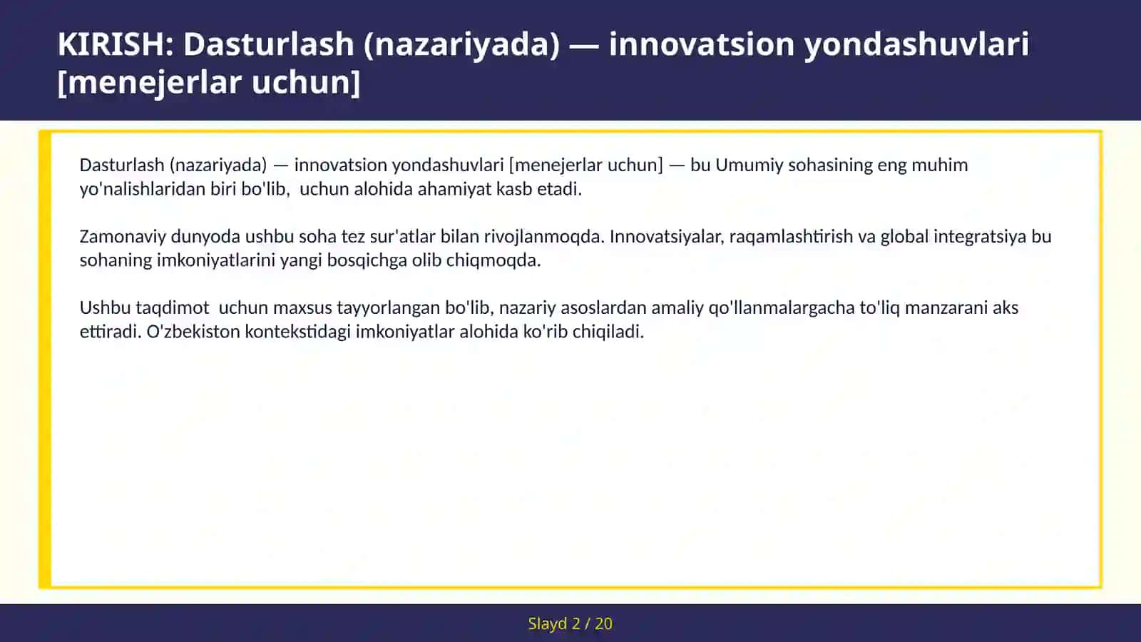 Dasturlash (nazariyada) — innovatsion yondashuvlari [menejerlar uchun] 2