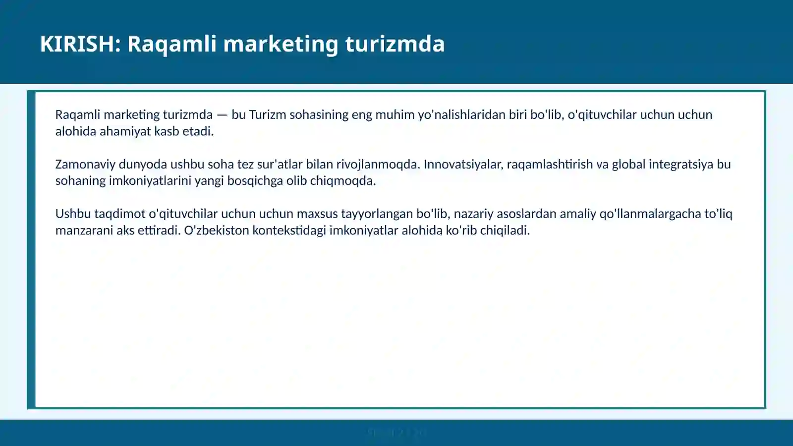 RAQAMLI MARKETING TURIZMDA 2