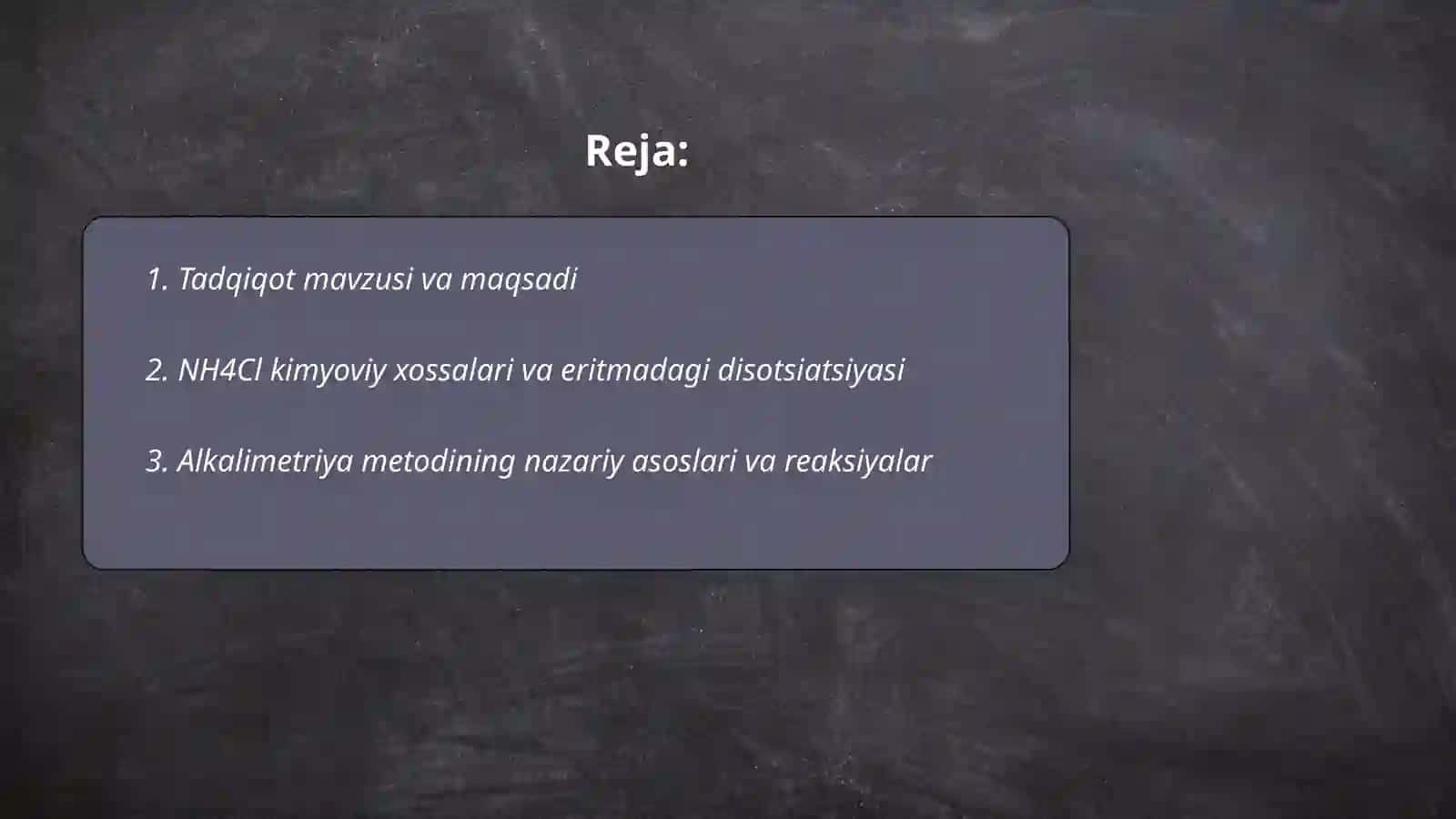 Quruq tuz tarkibidagi NH4C1 massa ulushini alkalimetriya usulida aniqlash 2