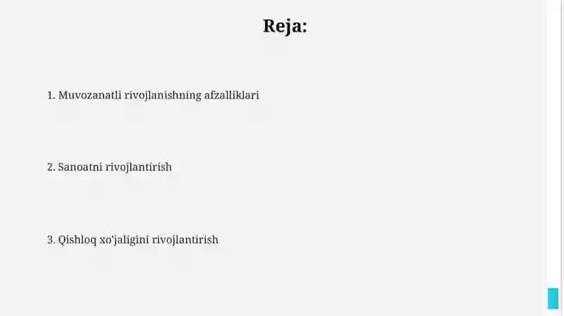 Milliy iqtisodiyotning muvozanatli va mutanosibli rivojlanishi 2