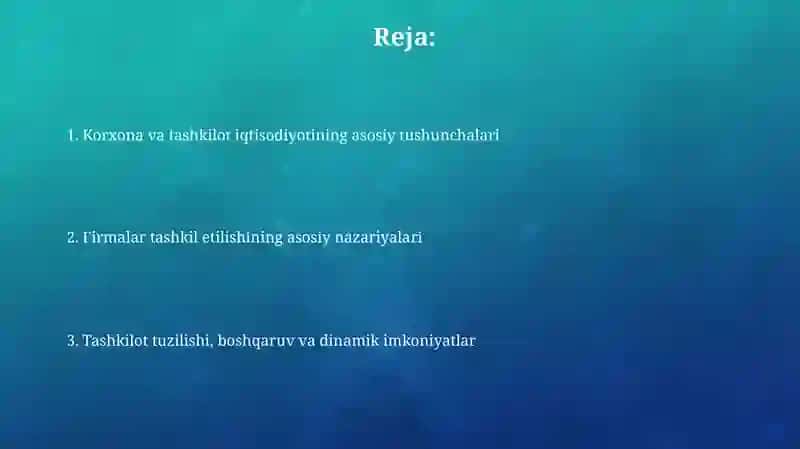 Firma va ularning tashkiliy iqtisodiy asoslar 2