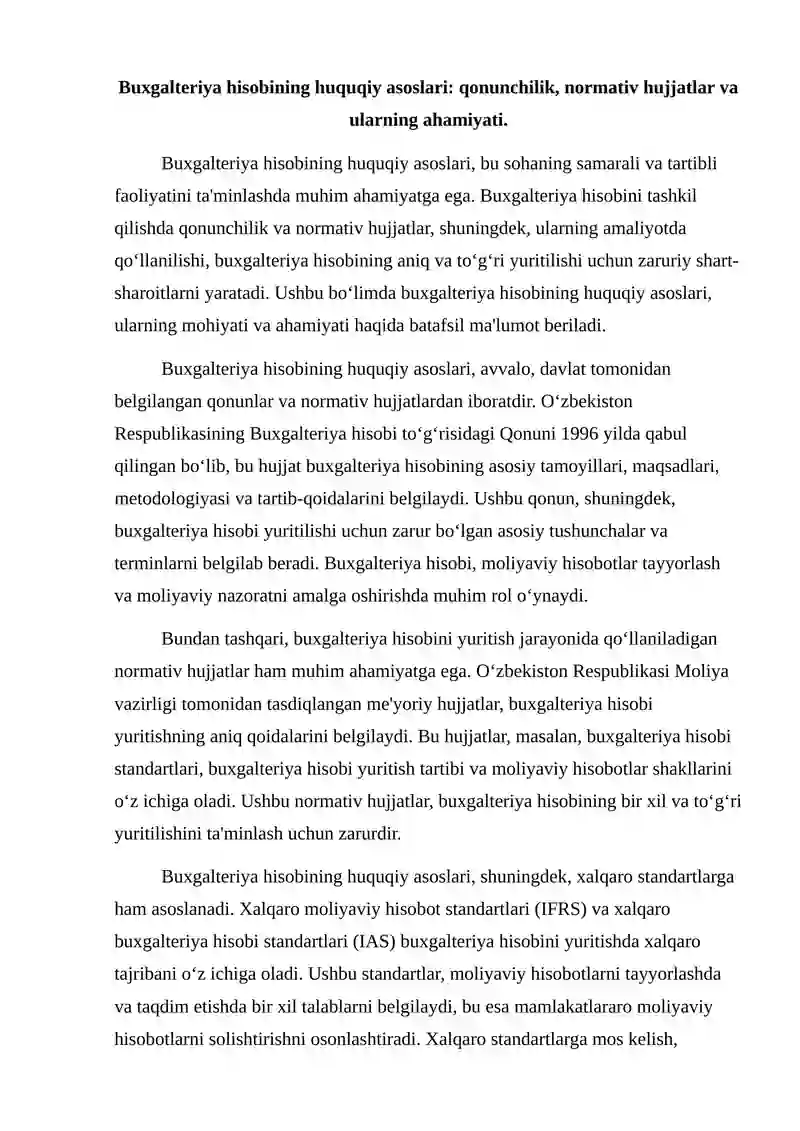 Buxgalteriya hisobini tashkil qilishning huquqiy va me'yoriy asoslari 2