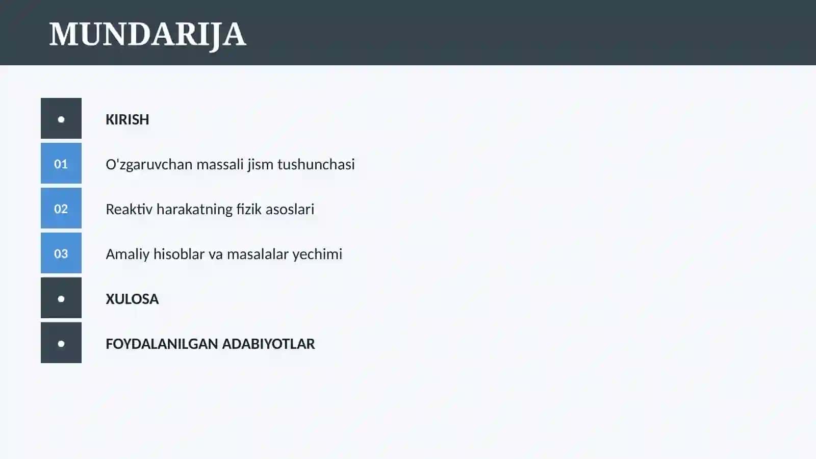 O'ZGARUVCHAN MASSALI JISM HARAKATI 2