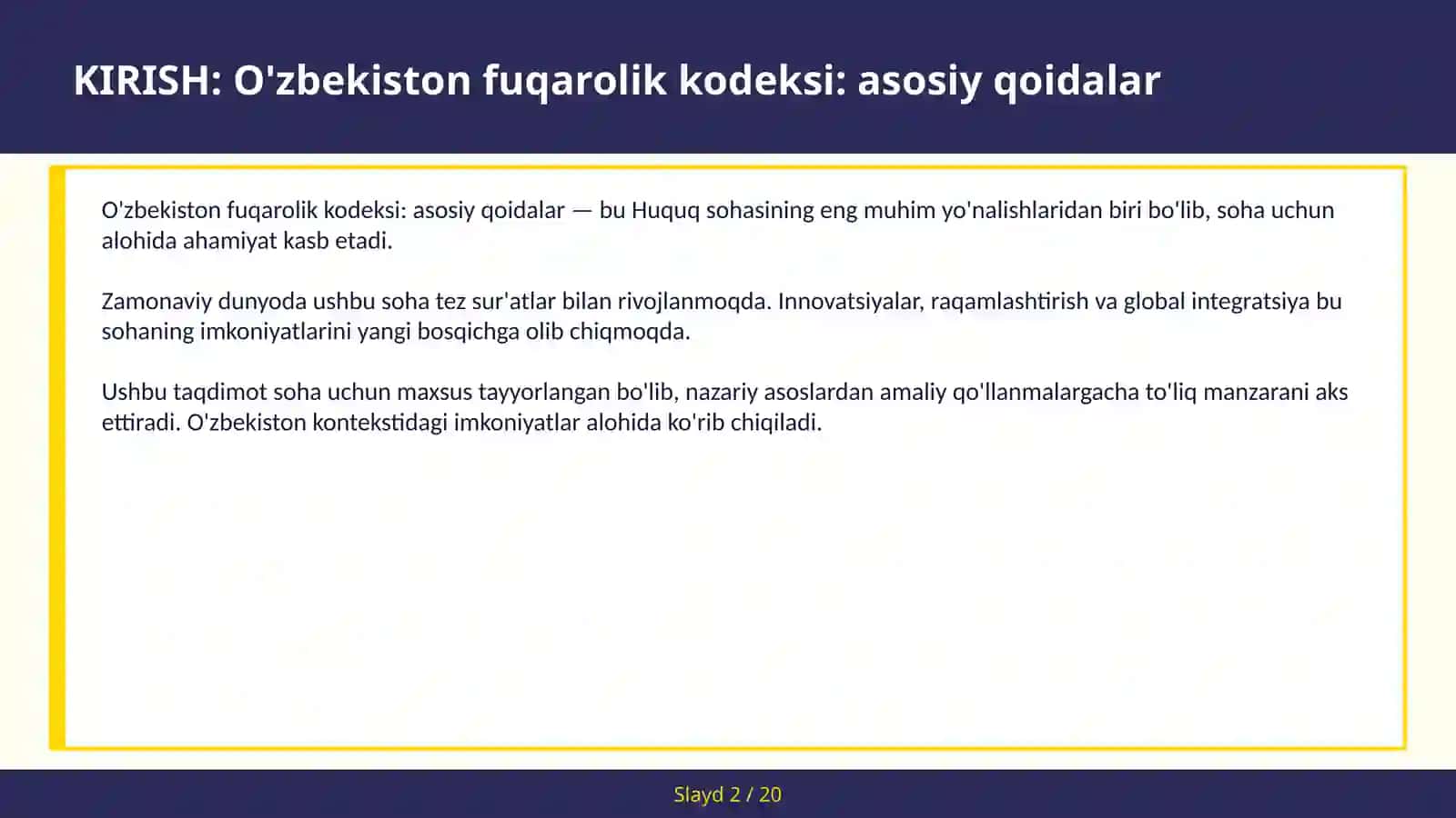 O'zbekiston Fuqarolik Kodeksi: Asosiy Qoidalar 2