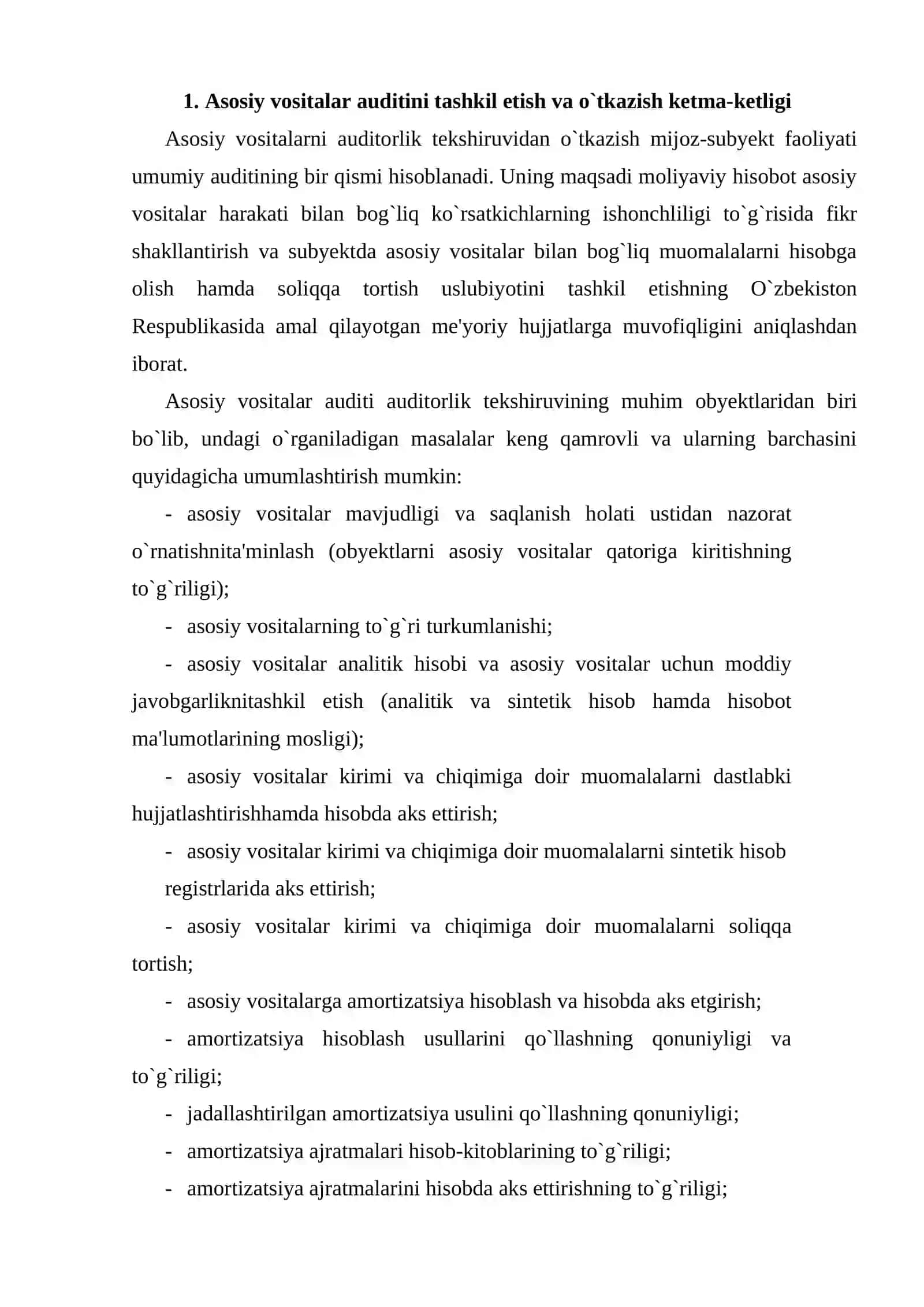 Asosiy vositalar harakati bilan bog’liq muomalalar auditi uslubiy muammolari 2