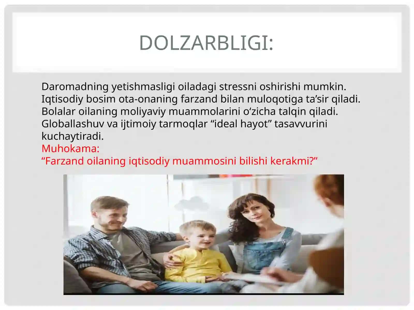 Oiladagi iqtisodiy qiyinliklar va ularning ota-ona–farzand munosabatlari gata’siri 2