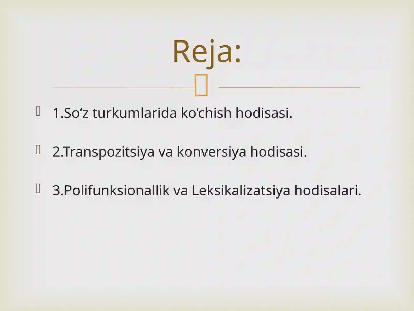 So‘z turkumlarida so‘z yasalishi. Morfemika. So‘zning morfem tarkibiga doir nazariy qarashlar tahlili. So‘z turkumlarida ko‘chish hodisasiga doir qarashlar. 2