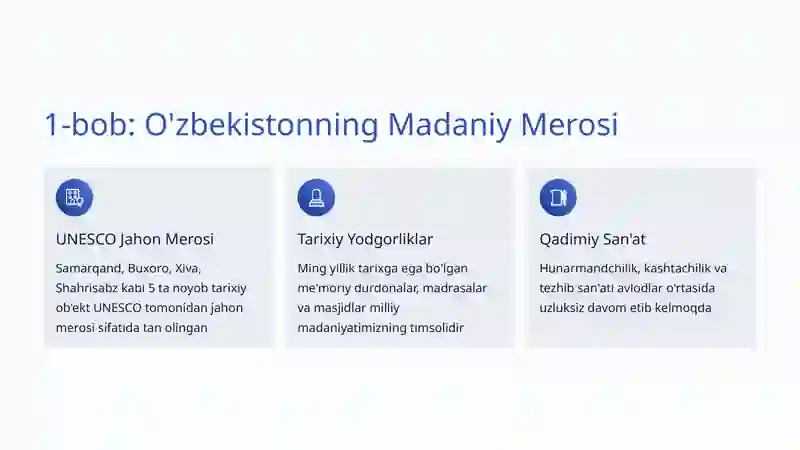 O'zbekistonning Madaniy Merosi 2